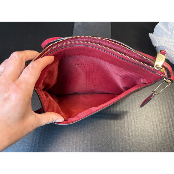 Coach Red Leather East West Crossbody Bag *READ - Picture 8 of 16